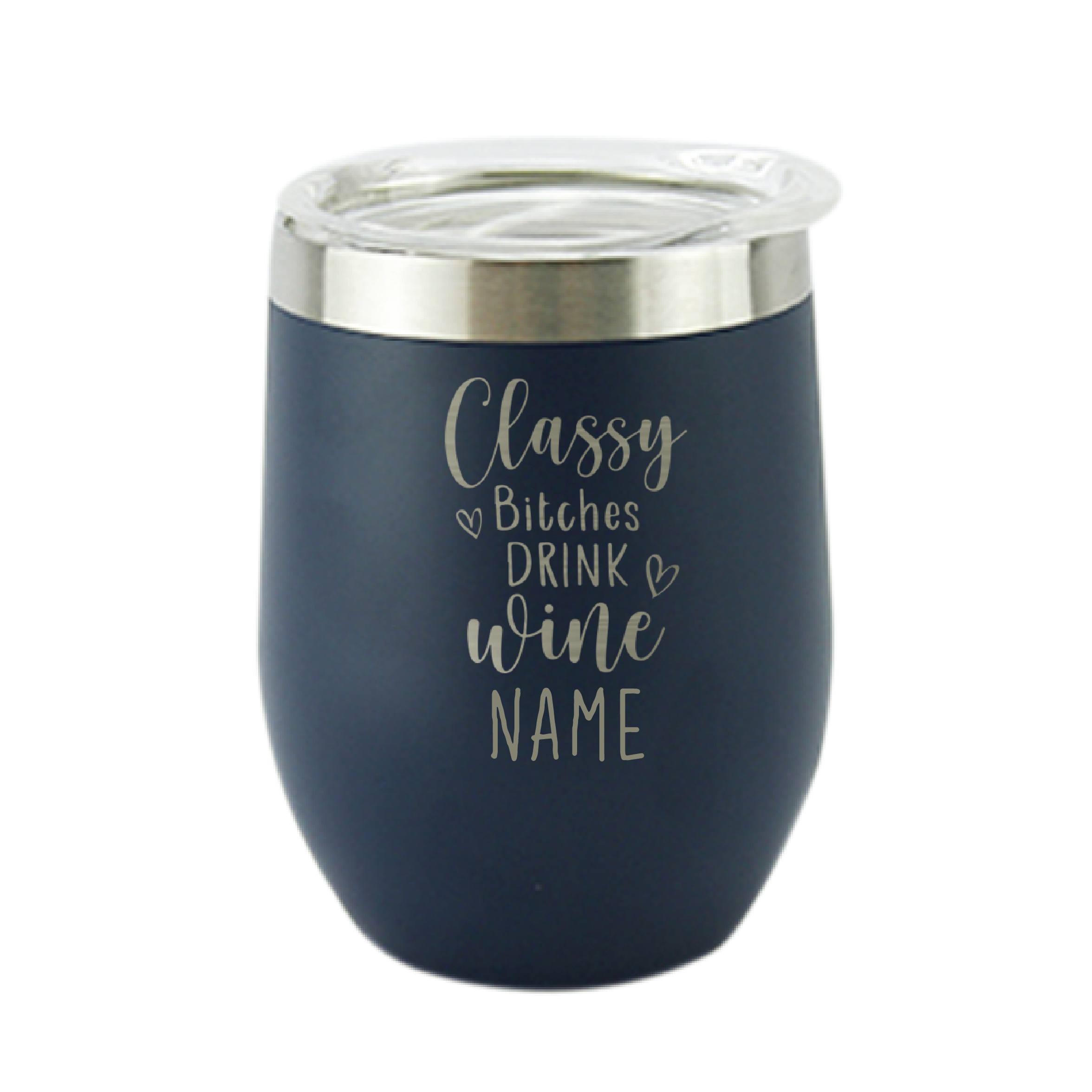 Drink Wine Blue, Personalised Insulated, Stainless Steel Tumbler with Lid